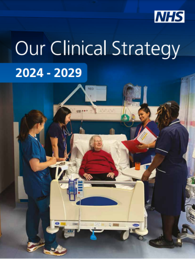 Front cover of Clinical Strategy depicting staff around the bed of a patinet